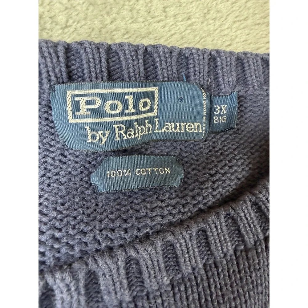 Polo Ralph Lauren Mens 3XB Navy Cotton Crewneck Sweater Big Pony Logo